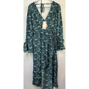 Band of the Free Dress Womens Small Floral Boho Long Sleeve Tie Waist Casual‎
